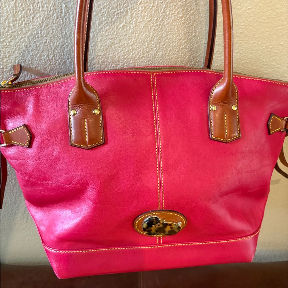 Dooney & Bourke Red and Brown Leather Tote